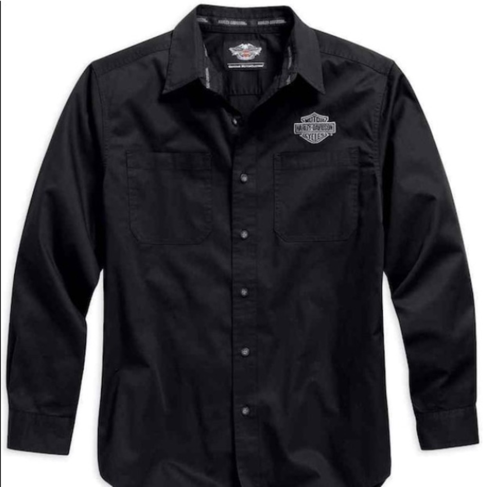 Harley-Davidson Men's Logo Woven Long Sleeve Shirt